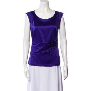 NWT ETRO Women's Silk Scoop Neck Top Size 10 Purple